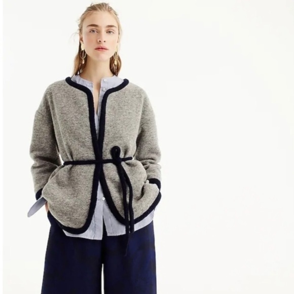 J. Crew Jackets & Blazers - J Crew Boiled Wrap Wool Jacket Gray Sweater Xs